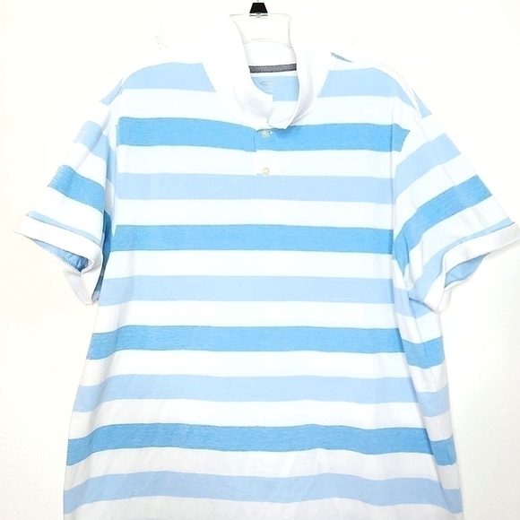 🌶️Old Navy Men’s XXL Short Sleeve Striped Collared Polo w/ Buttoned Neck - Picture 2 of 12